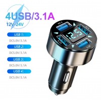 Автомобильное зарядное устройство USB 4 port Fast Charge 3.0